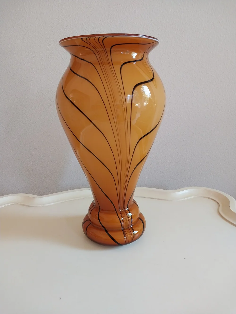 Amber Hand Blown Art Deco Vase - Home Accents